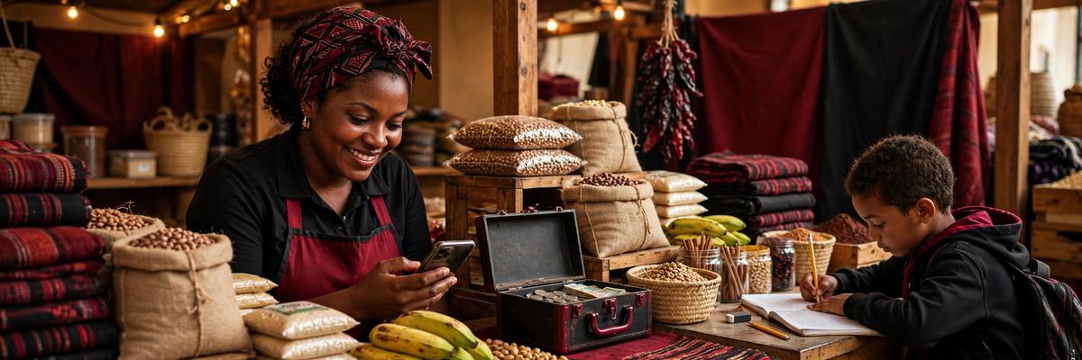 Marchande utilisant les services NALA sur son marché